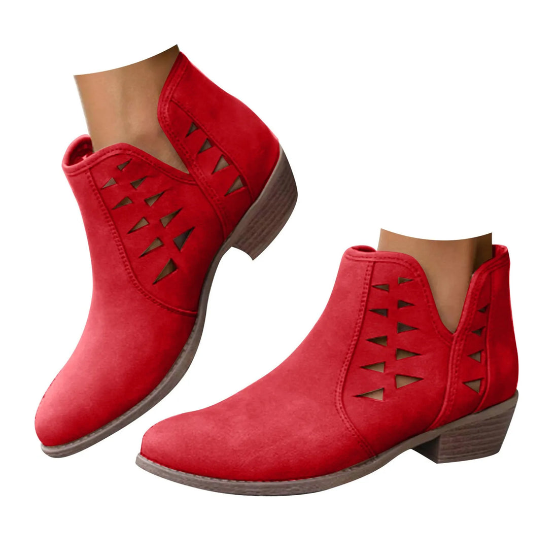 White Mesh Hollow Short Boots Breathable Pointed Toe Western Cowboy Boots Walking Ankle Boots Side Top Middle Tube Short Wear