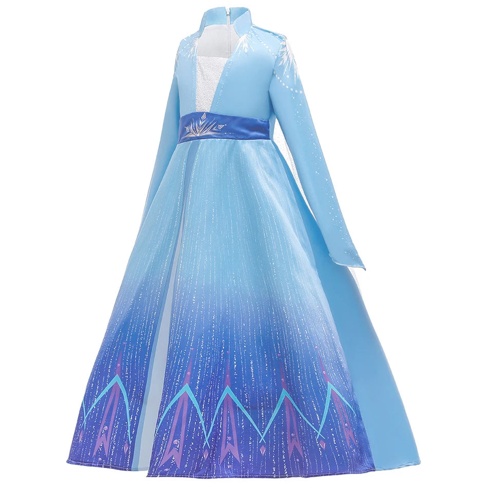 Elsa Kids Princess Dress With Cloak Stage Performance Outfits Carnival Halloween Cosplay Party Clothes Birthday Surprise Gift