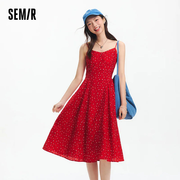 Semir Dress Women Slimming Sweet Vacation Style 2025 New Summer Strappy Dress Romantic for Beach and Casual Outfits