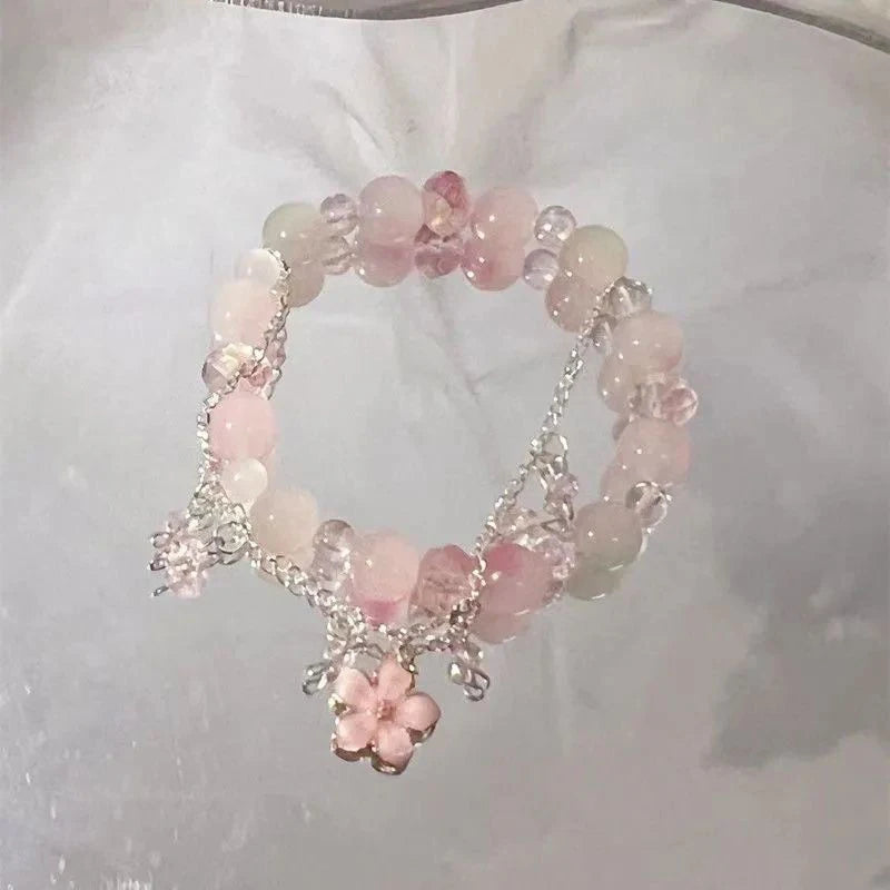 Star Pendant Tassels Bracelet Trend Sweet Crystal Beaded Bracelet For Women Girls Fashion Light Luxury Jewelry Gifts