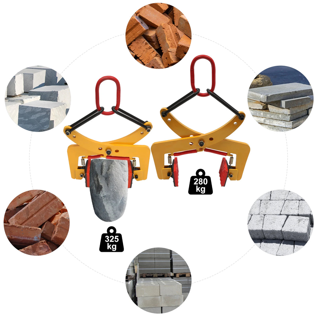 Pliers Stone Gripper 280kg/325kg Offsetting Pliers Brick w/End Rings for Lifting Transportation Wood Stone