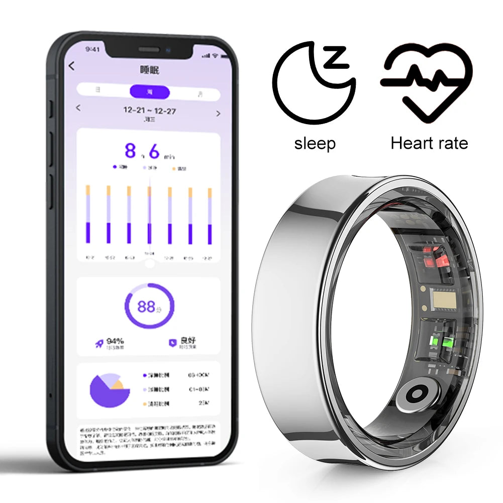 R09 Smart Ring Heart Rate Blood Oxygen Sleep Monitoring Health Fitness Rings Sleep Ring for Men Women for Xiaomi Samsung Phone