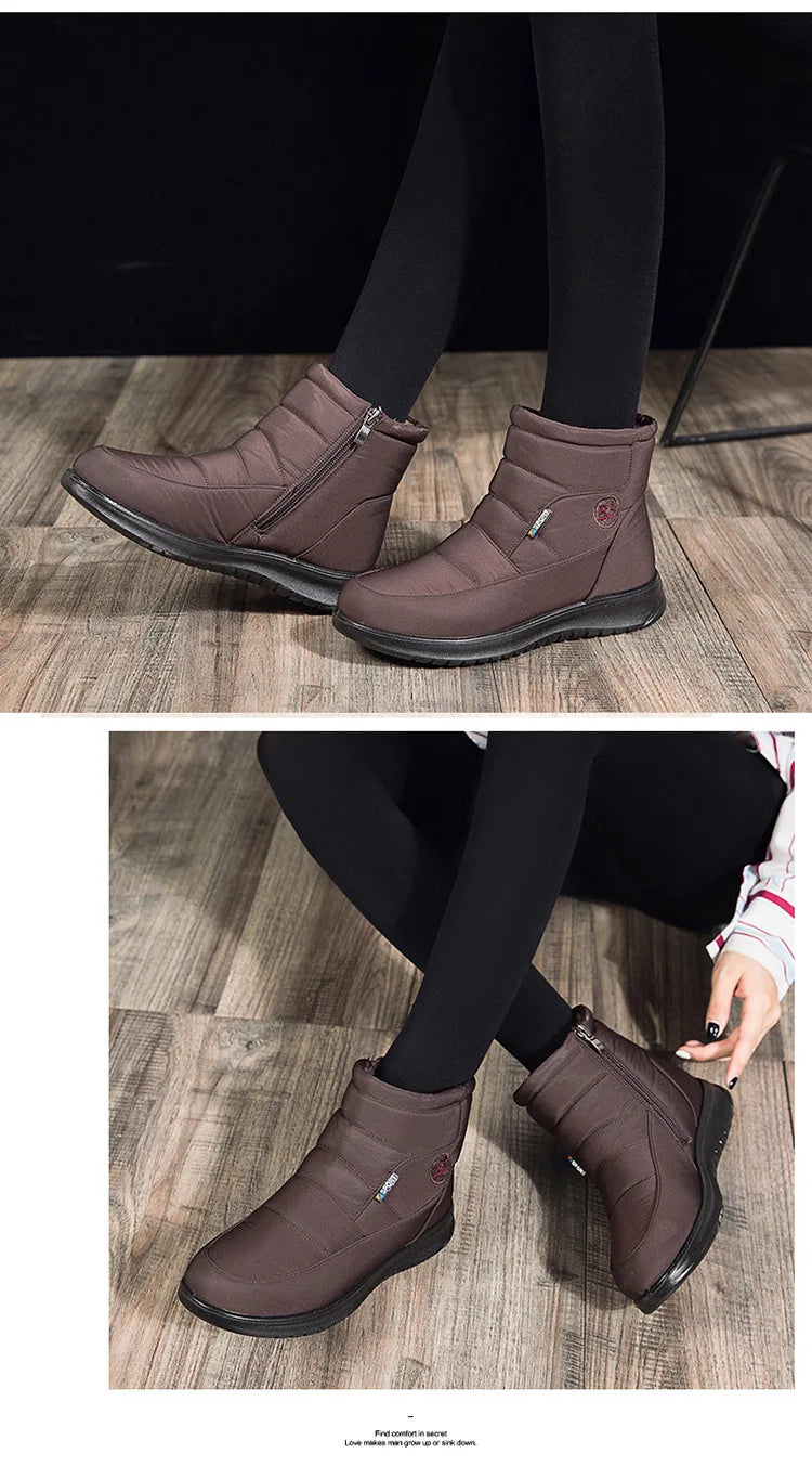 Plush Winter2022 New Thick  Keep Warm Boots for Women Non-slip Waterproof Snow Boots Woman Flat Heels Warm Cotton Padded Shoes
