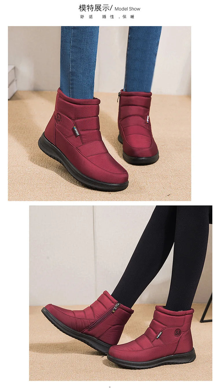 Plush Winter2022 New Thick  Keep Warm Boots for Women Non-slip Waterproof Snow Boots Woman Flat Heels Warm Cotton Padded Shoes