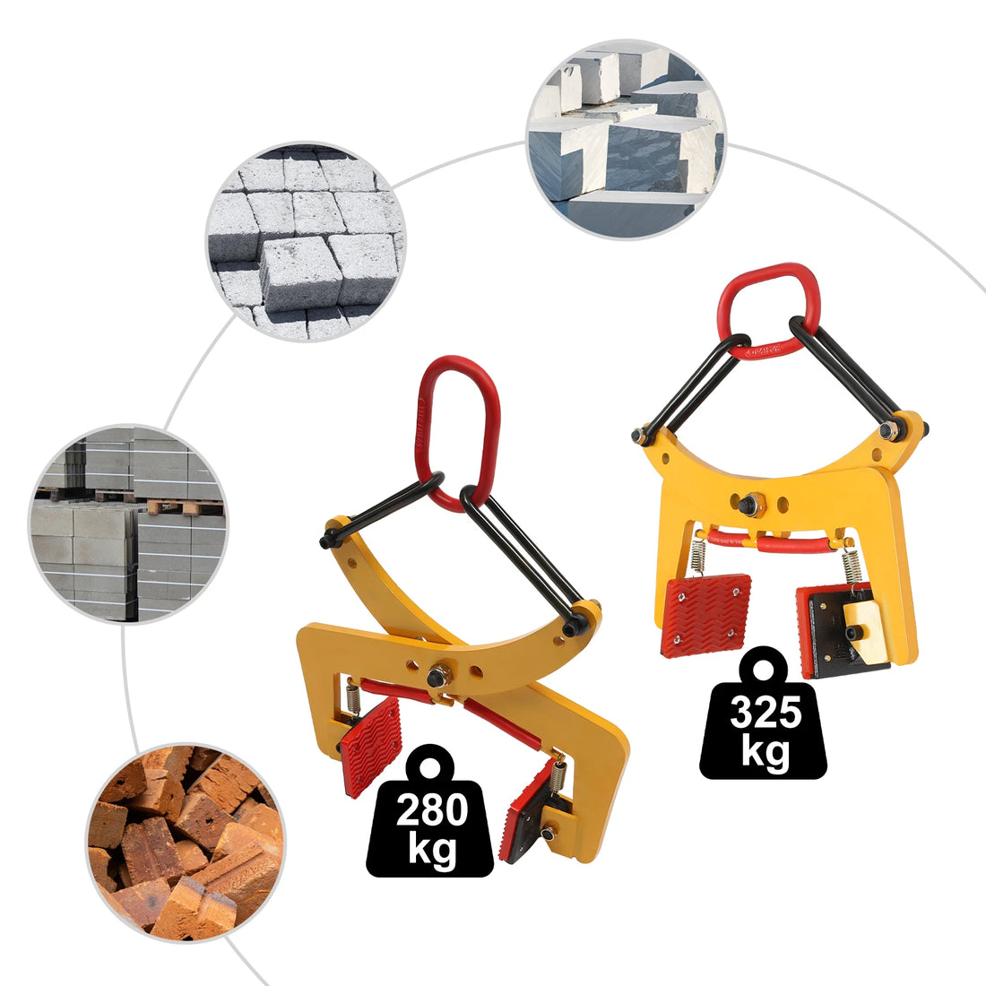 Pliers Stone Gripper 280kg/325kg Offsetting Pliers Brick w/End Rings for Lifting Transportation Wood Stone