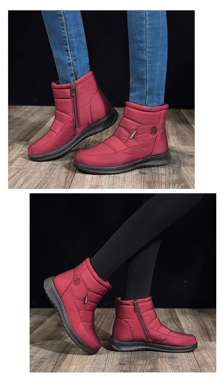 Plush Winter2022 New Thick  Keep Warm Boots for Women Non-slip Waterproof Snow Boots Woman Flat Heels Warm Cotton Padded Shoes