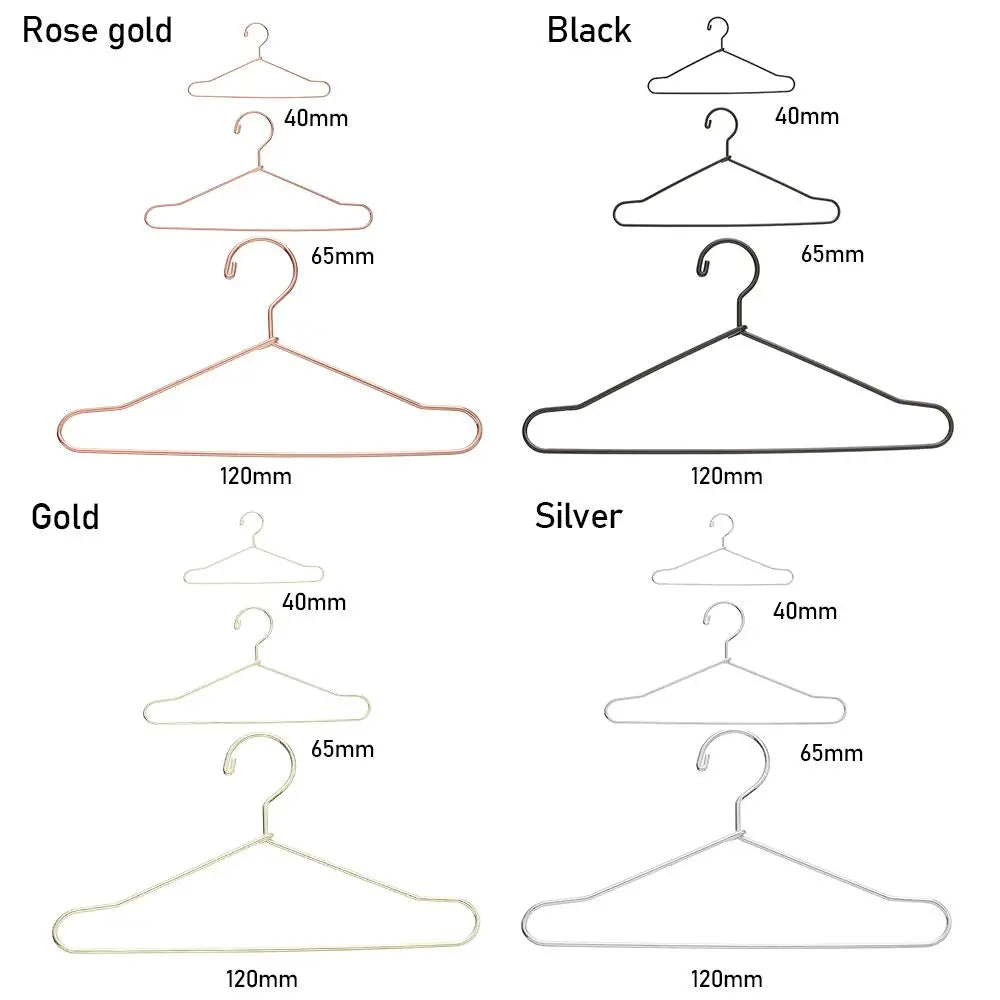 10Pcs Cute Mini Hangers Metal Doll Dress Clothes Stand for Organizer Doll Clothing Miniature Hangers Dollhouse Decorations