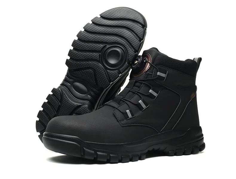 Safety Work Boots For Men Outdoor Hiking Sneaker Anti-smash Indestructible Steel Toe Protection Boots Male Boots Rotating Button