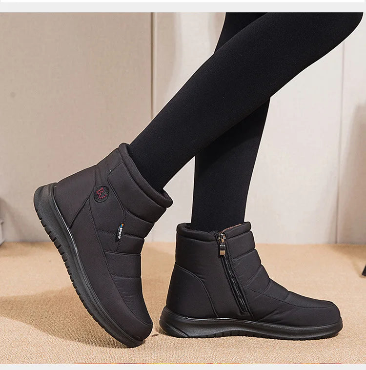 Plush Winter2022 New Thick  Keep Warm Boots for Women Non-slip Waterproof Snow Boots Woman Flat Heels Warm Cotton Padded Shoes