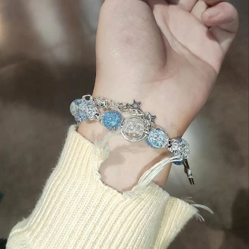 Star Pendant Tassels Bracelet Trend Sweet Crystal Beaded Bracelet For Women Girls Fashion Light Luxury Jewelry Gifts
