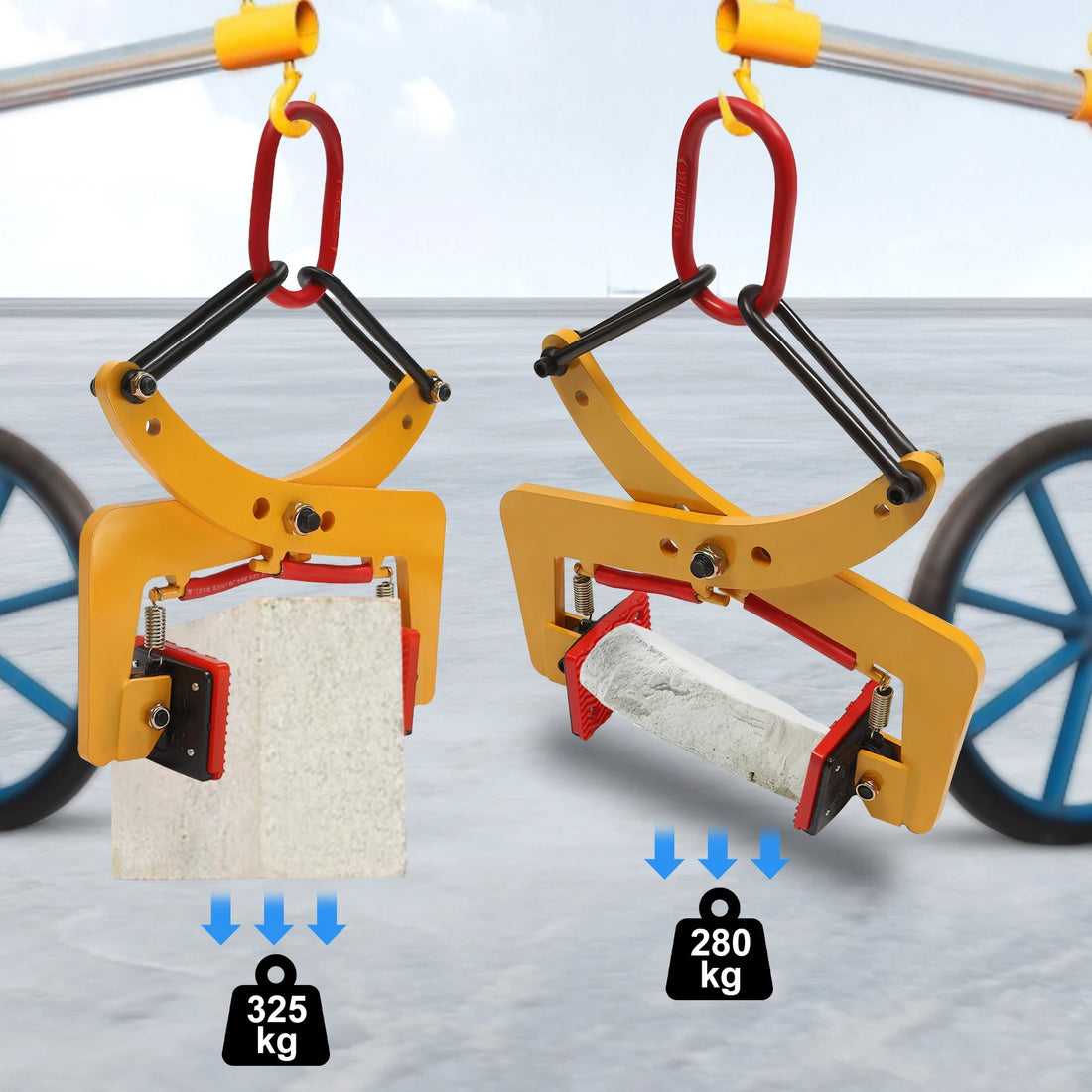 Pliers Stone Gripper 280kg/325kg Offsetting Pliers Brick w/End Rings for Lifting Transportation Wood Stone