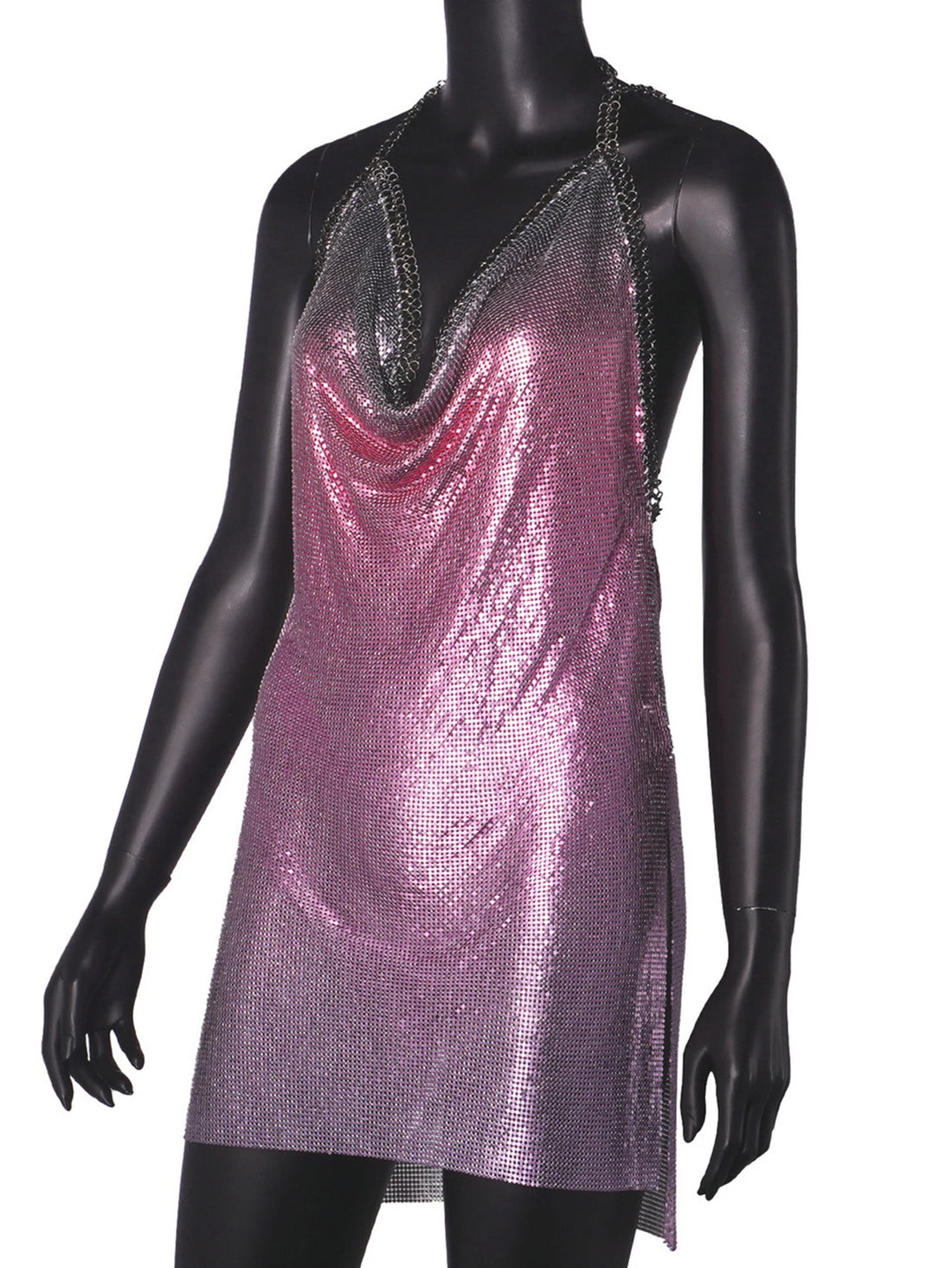 Sexy backless black metal sequin summer dress women 2025 beach rave outfit glitter mini club party dress evening dresses vestido