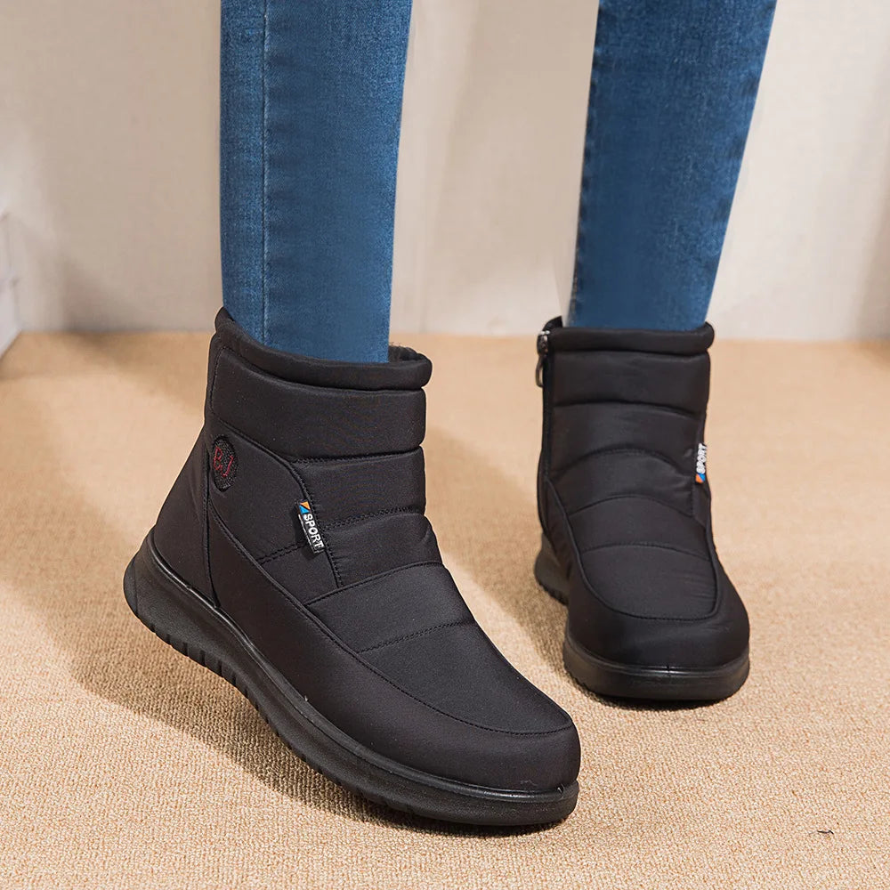 Plush Winter2022 New Thick  Keep Warm Boots for Women Non-slip Waterproof Snow Boots Woman Flat Heels Warm Cotton Padded Shoes