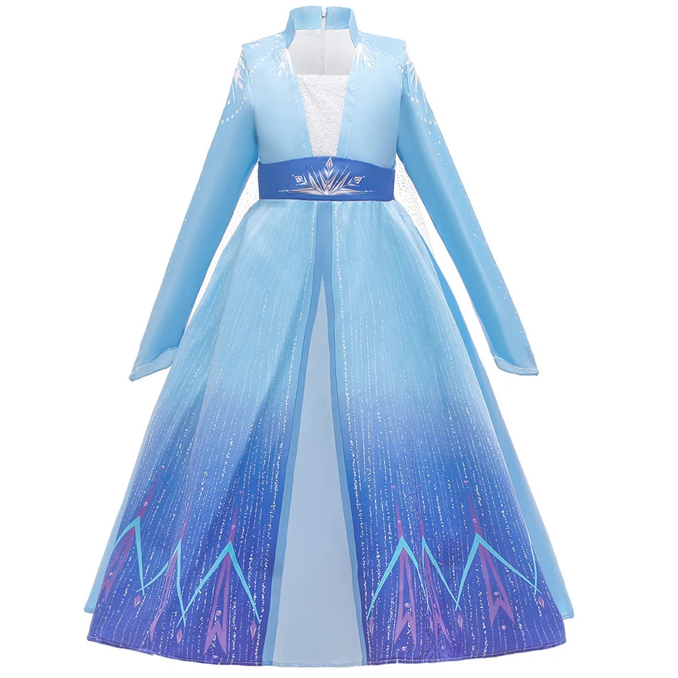 Elsa Kids Princess Dress With Cloak Stage Performance Outfits Carnival Halloween Cosplay Party Clothes Birthday Surprise Gift