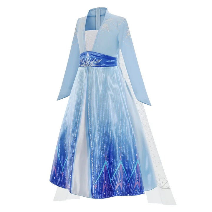 Elsa Kids Princess Dress With Cloak Stage Performance Outfits Carnival Halloween Cosplay Party Clothes Birthday Surprise Gift
