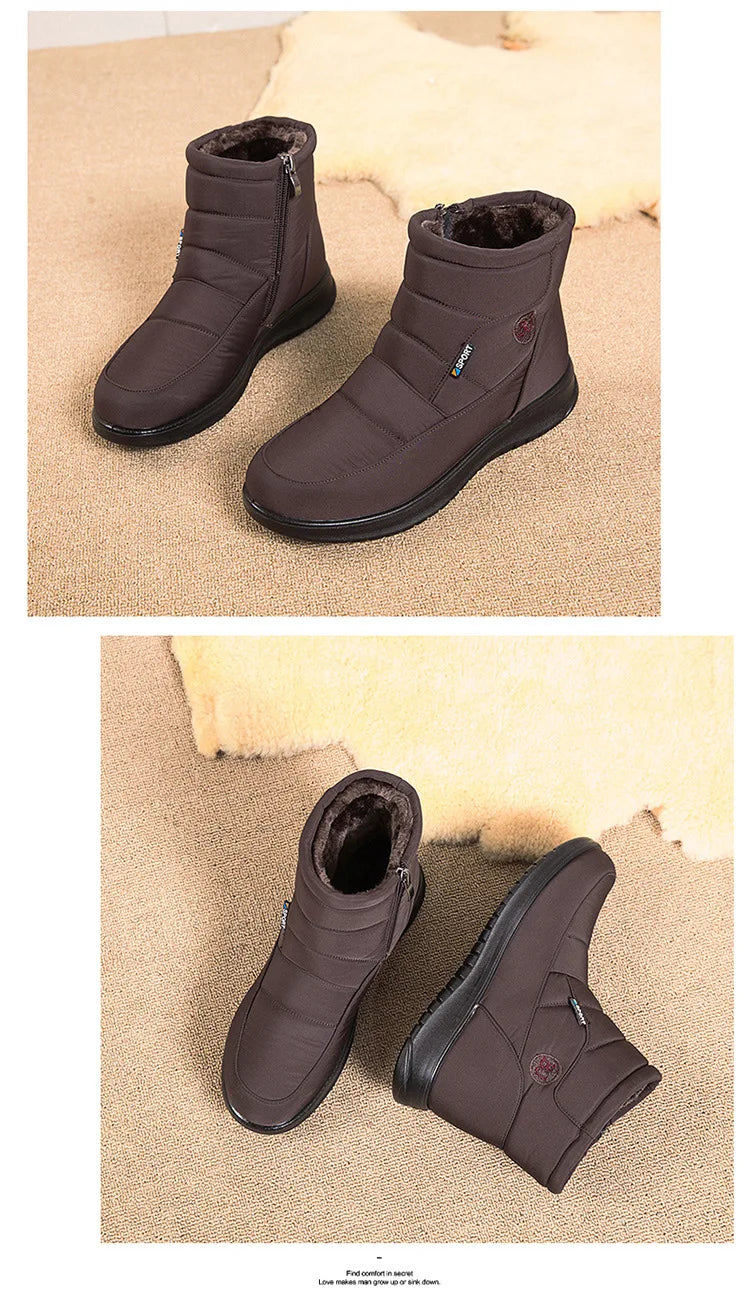 Plush Winter2022 New Thick  Keep Warm Boots for Women Non-slip Waterproof Snow Boots Woman Flat Heels Warm Cotton Padded Shoes