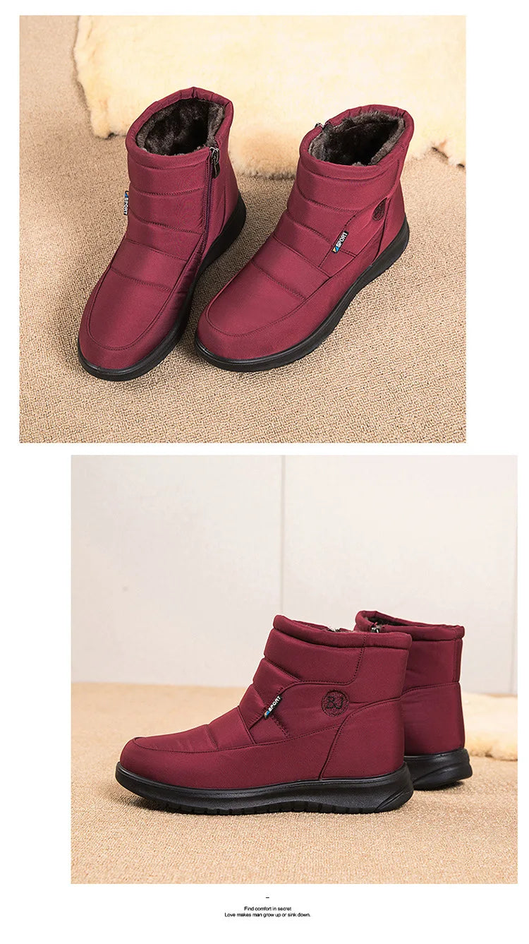 Plush Winter2022 New Thick  Keep Warm Boots for Women Non-slip Waterproof Snow Boots Woman Flat Heels Warm Cotton Padded Shoes
