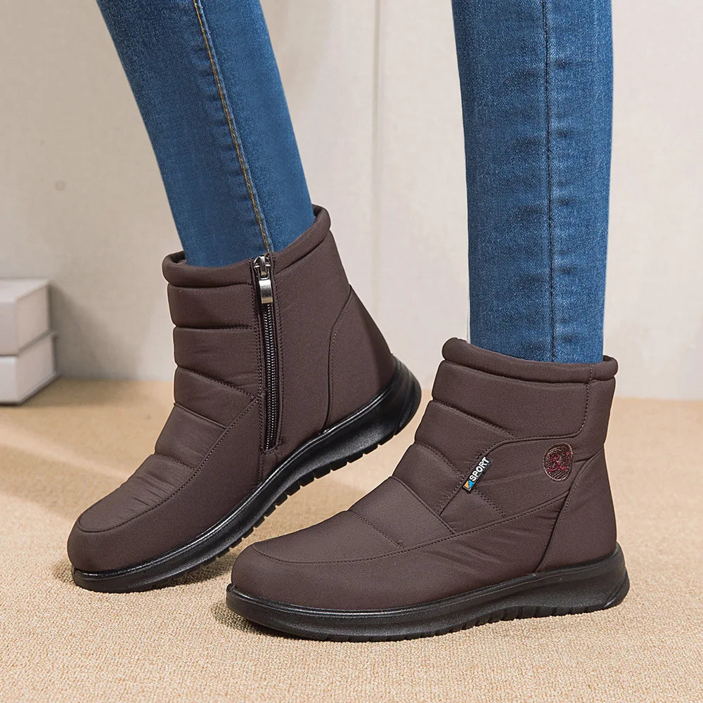 Plush Winter2022 New Thick  Keep Warm Boots for Women Non-slip Waterproof Snow Boots Woman Flat Heels Warm Cotton Padded Shoes