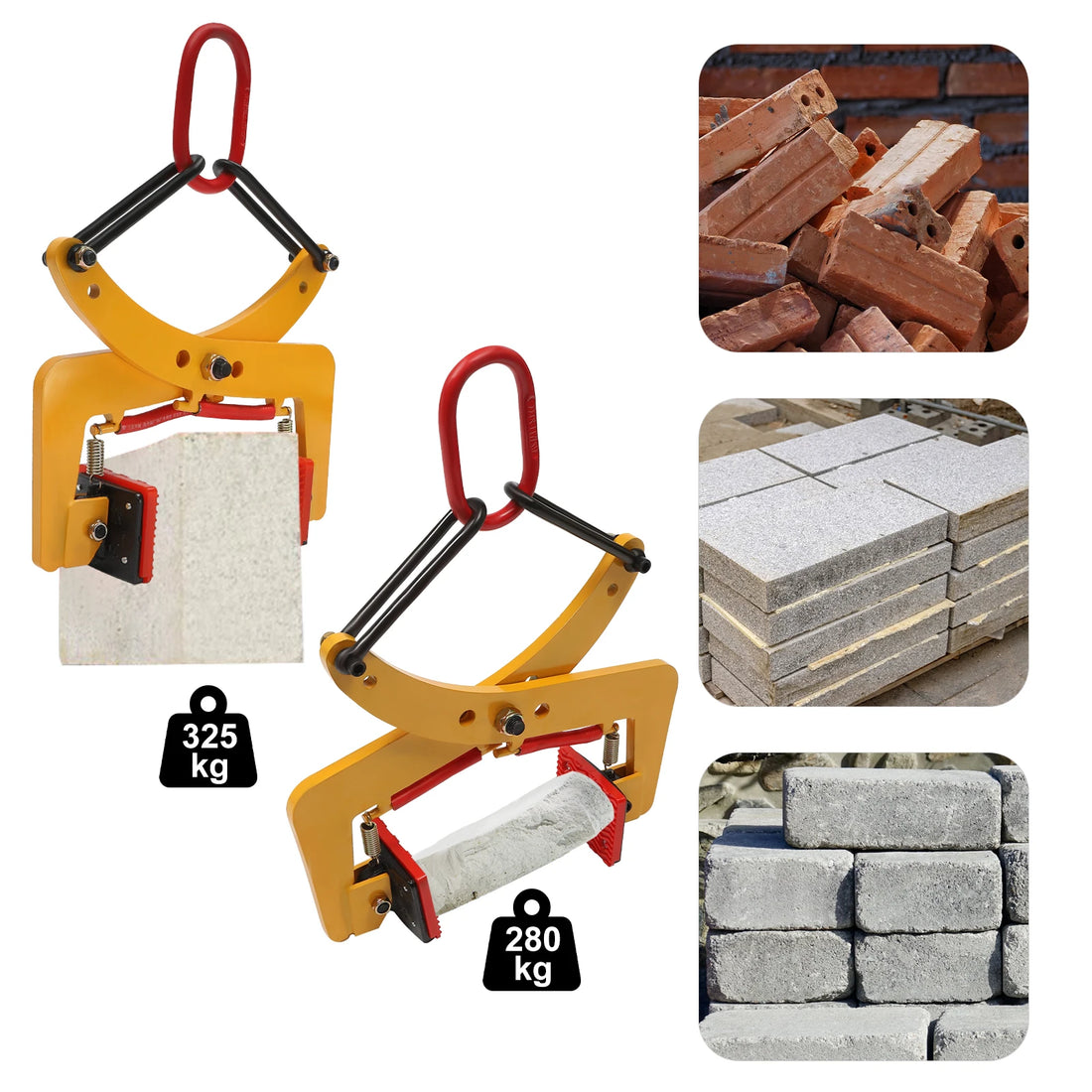 Pliers Stone Gripper 280kg/325kg Offsetting Pliers Brick w/End Rings for Lifting Transportation Wood Stone