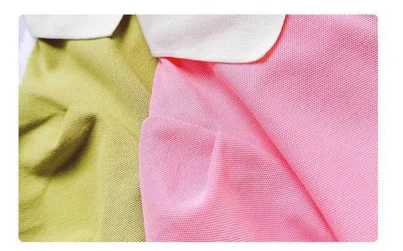 2024 New Children's Summer Dress Girl's Korean Edition love Bubble Sleeves Flip Collar Dress 1-12 Year Old Princess Dress