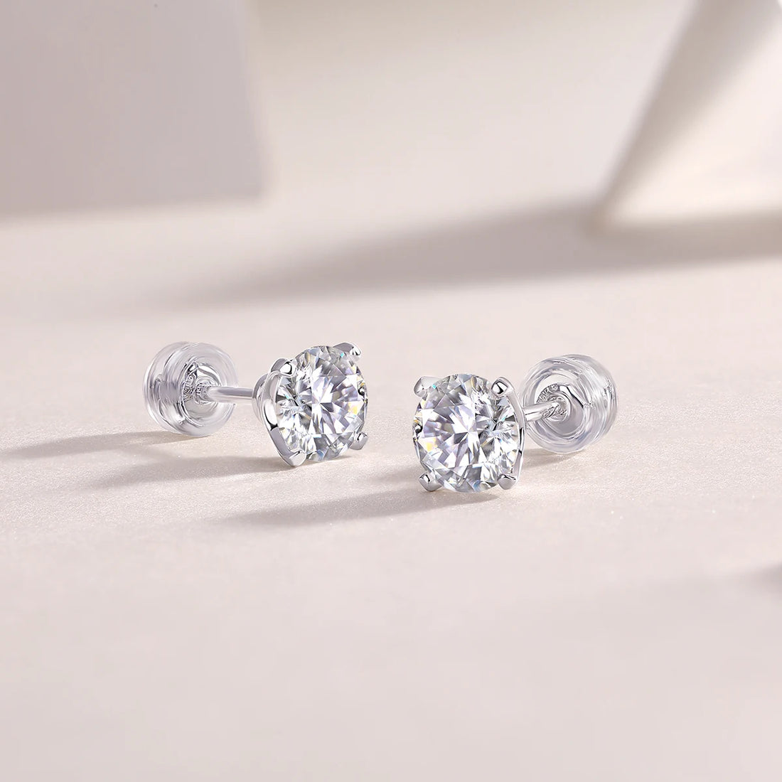 1ct Moissanite Earrings 925 Silver 18K Gold Plated 4 Prong Stud Elegant Jewelry for Women Comes with GRA Certificate