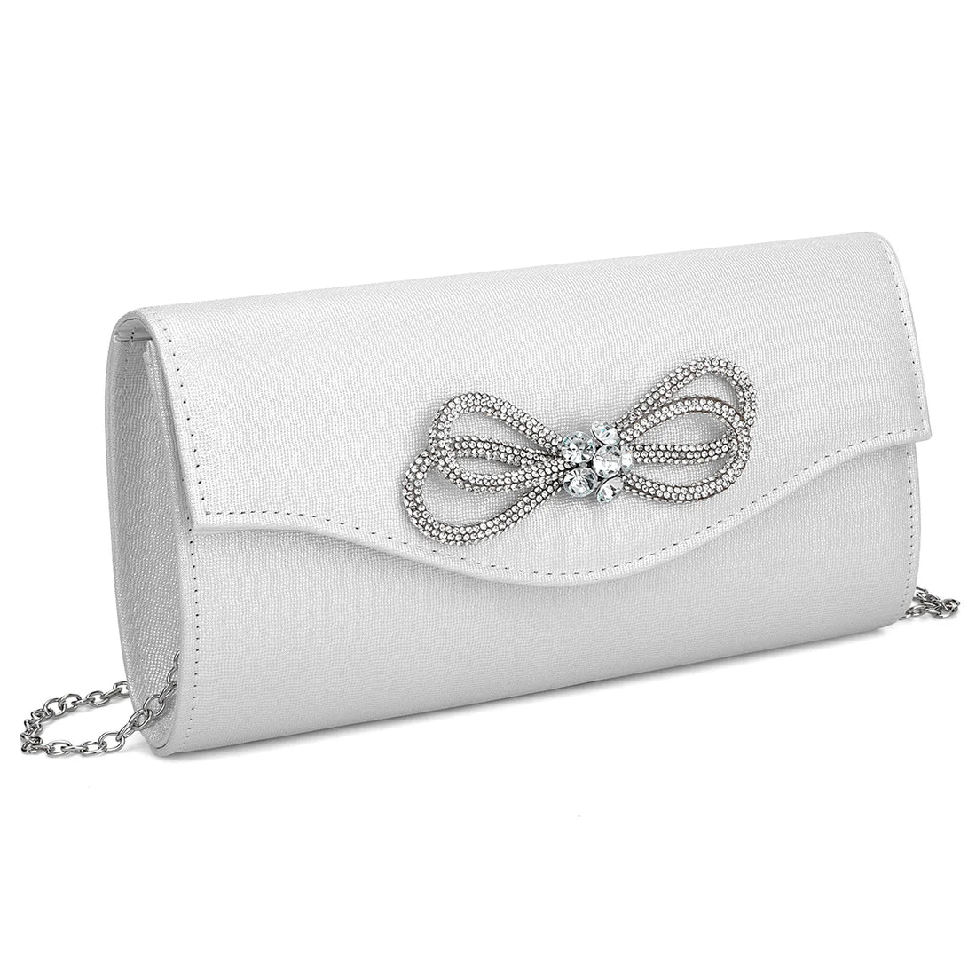 Free shipping!!!PU Leather & Polyester Easy Matching Clutch BagLovely Jewelry with chain & with rhinestone bowknot pattern