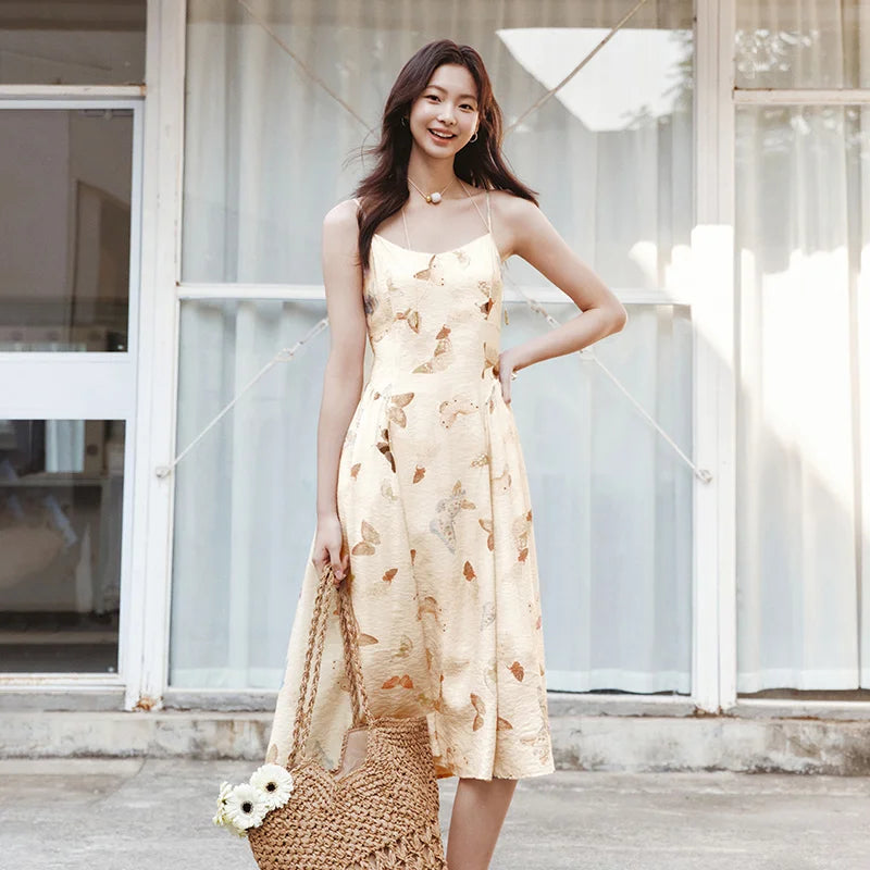 Semir Dress Women Slimming Sweet Vacation Style 2025 New Summer Strappy Dress Romantic for Beach and Casual Outfits