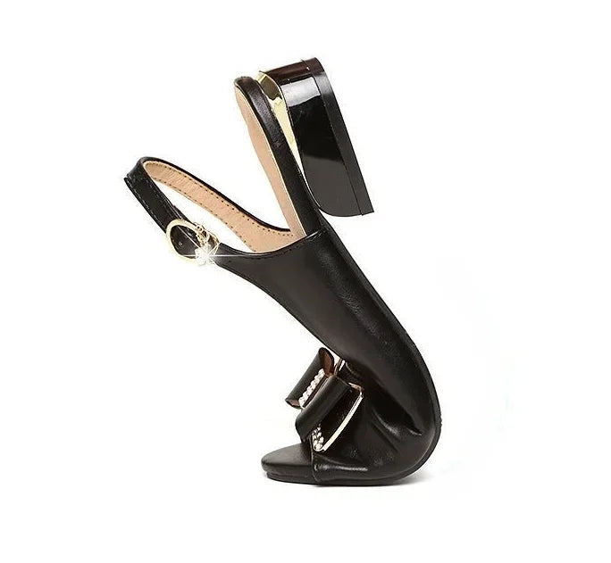 One Word Leather Summer 2024 Footwear Buckles White Women's Shoes Block Heel for Office Work Rhinestones with Low Heels Open Toe