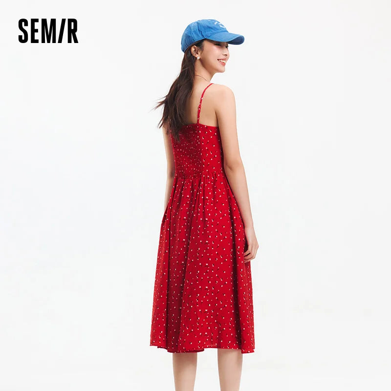 Semir Dress Women Slimming Sweet Vacation Style 2025 New Summer Strappy Dress Romantic for Beach and Casual Outfits