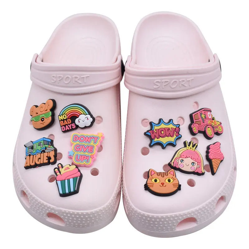 New 1Pcs Pink Cartnoon Candy Gife Shoes Charms for Crocs DIY  Clogs Kids Pin Decoration Jeans Shoe Accessories X-mas Wholesale