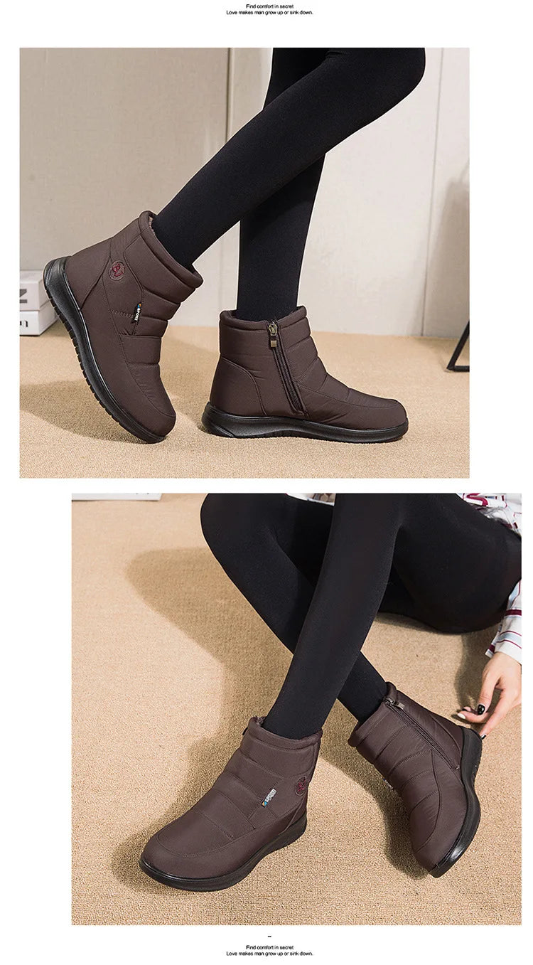 Plush Winter2022 New Thick  Keep Warm Boots for Women Non-slip Waterproof Snow Boots Woman Flat Heels Warm Cotton Padded Shoes