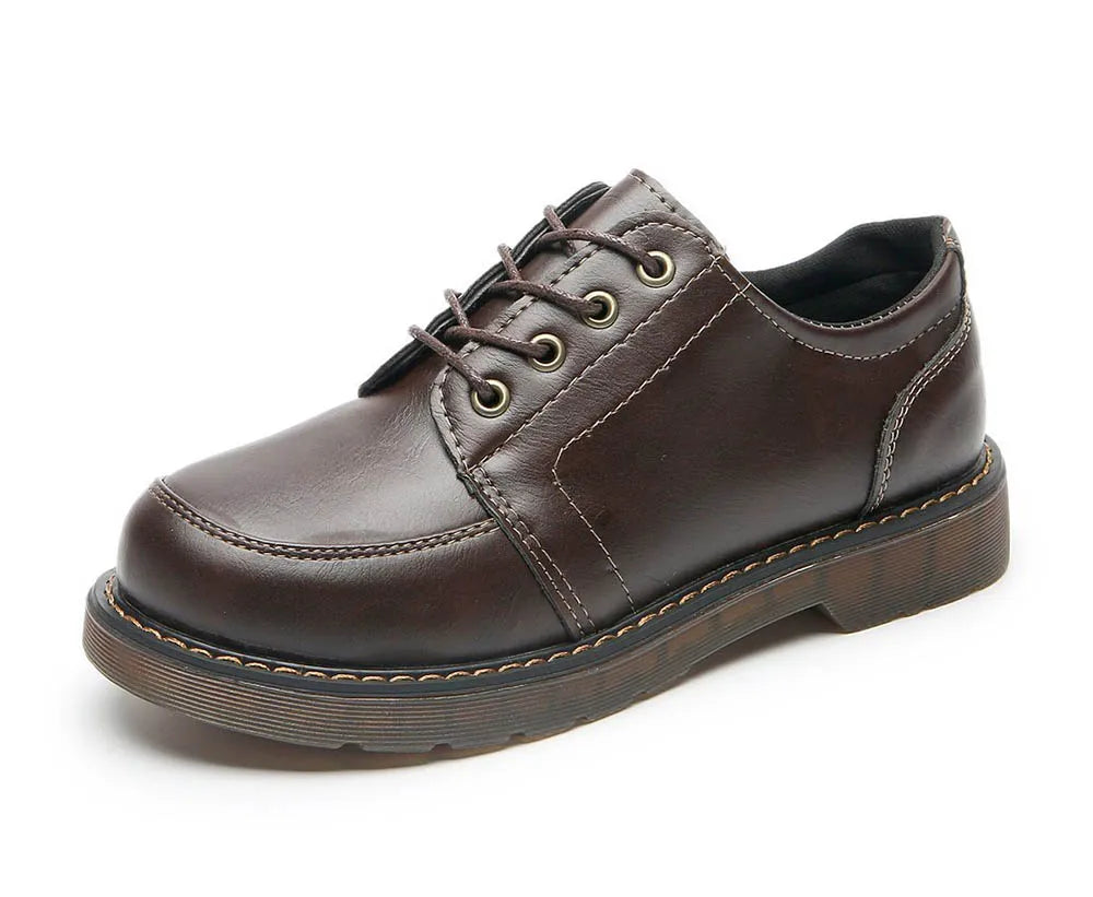 35-40 Women Oxfords Women's Shoes Ladies Leather Female Round Toe Sewing Retro Comfortable Footwear Lolita Shoe Brown