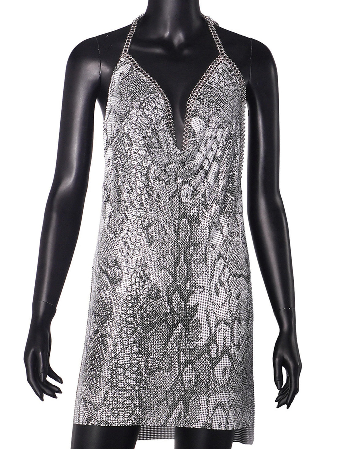 Sexy backless black metal sequin summer dress women 2025 beach rave outfit glitter mini club party dress evening dresses vestido