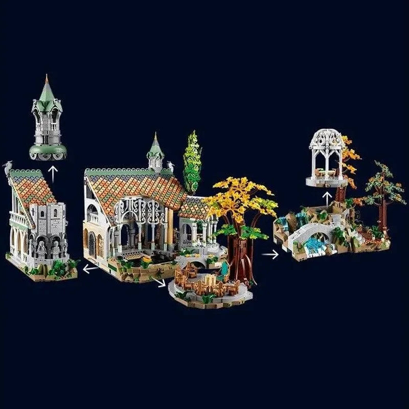 6167PCS Film Series of The Rings Rives Street View Building Blocks Model Compatible 10316 Bricks Birthday Toy Gifts