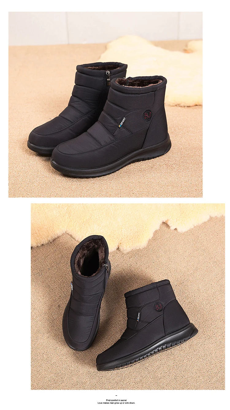 Plush Winter2022 New Thick  Keep Warm Boots for Women Non-slip Waterproof Snow Boots Woman Flat Heels Warm Cotton Padded Shoes