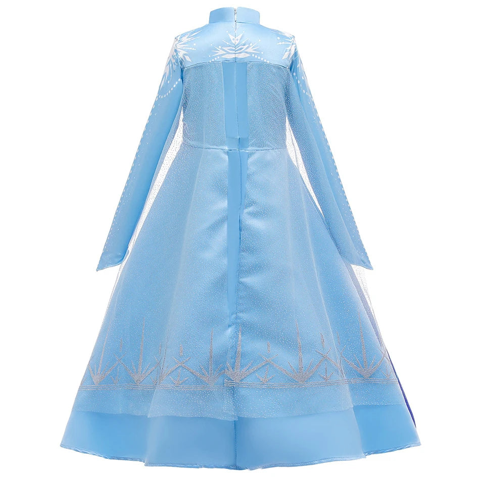 Elsa Kids Princess Dress With Cloak Stage Performance Outfits Carnival Halloween Cosplay Party Clothes Birthday Surprise Gift