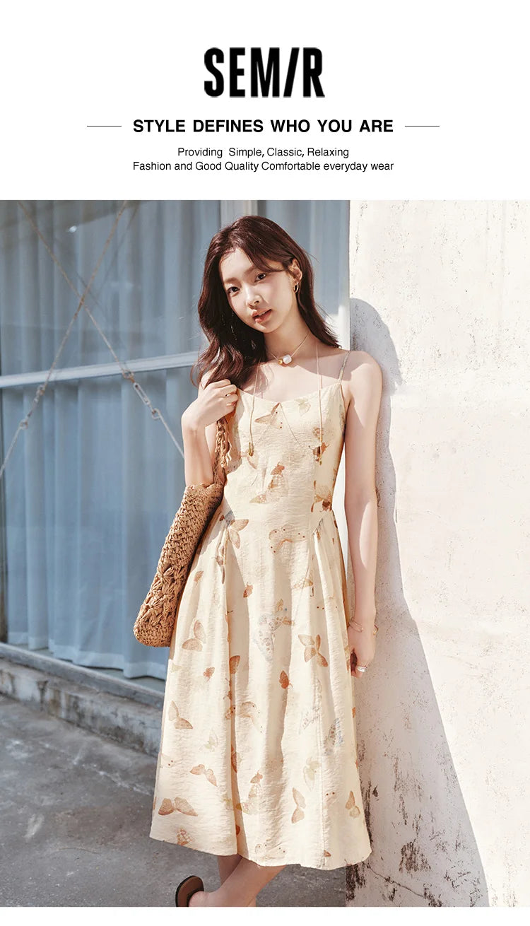 Semir Dress Women Slimming Sweet Vacation Style 2025 New Summer Strappy Dress Romantic for Beach and Casual Outfits