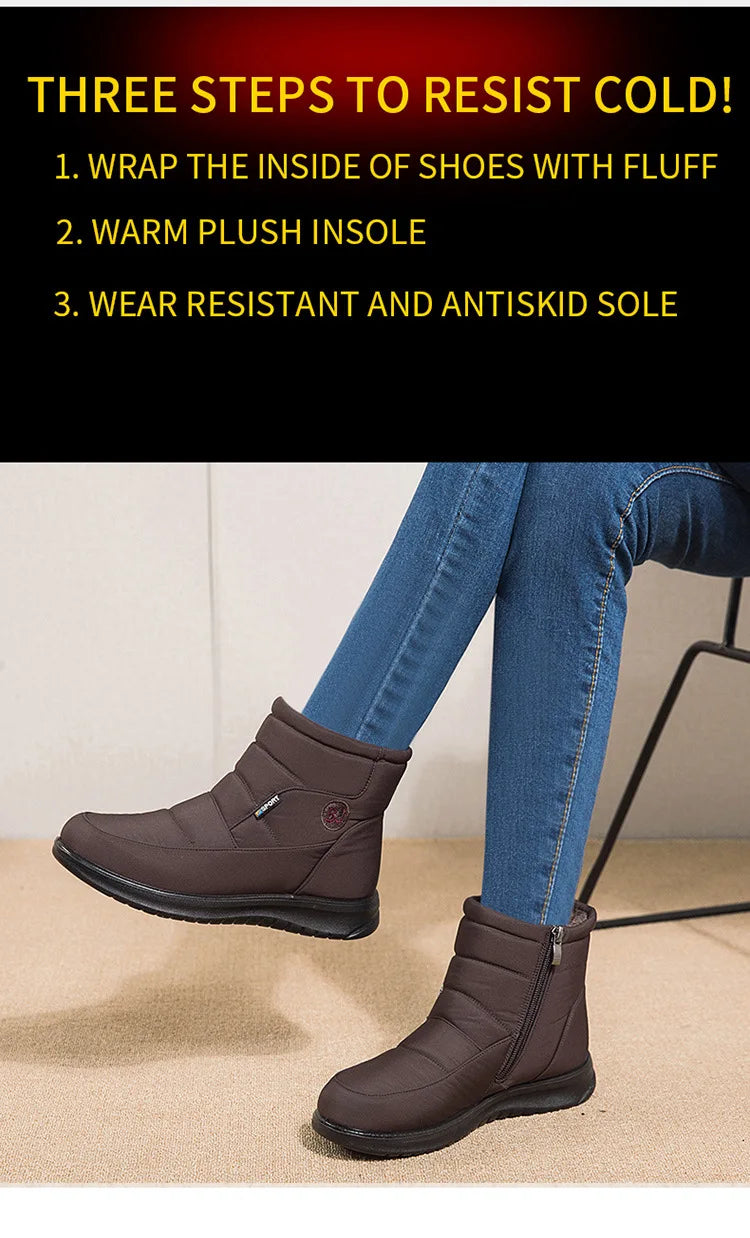 Plush Winter2022 New Thick  Keep Warm Boots for Women Non-slip Waterproof Snow Boots Woman Flat Heels Warm Cotton Padded Shoes