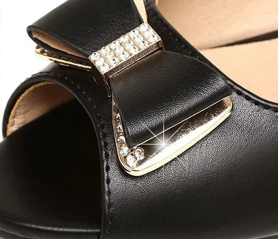 One Word Leather Summer 2024 Footwear Buckles White Women's Shoes Block Heel for Office Work Rhinestones with Low Heels Open Toe