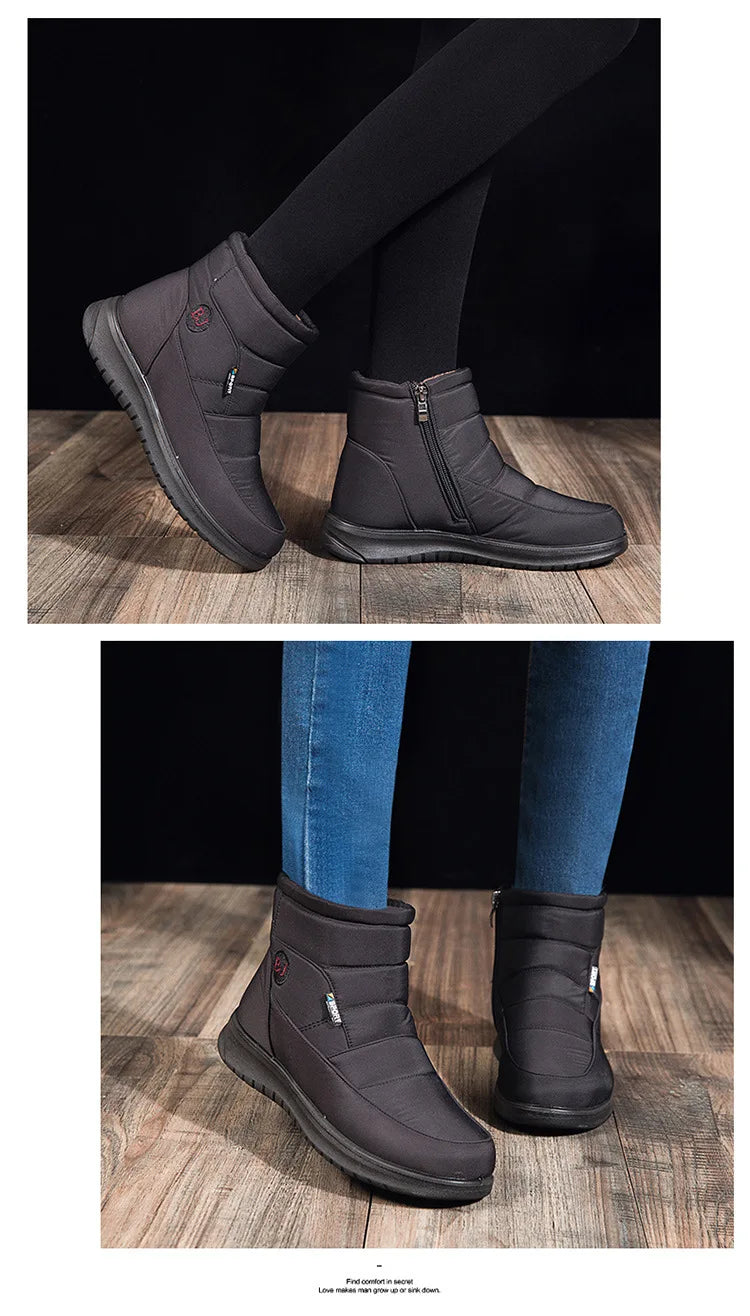 Plush Winter2022 New Thick  Keep Warm Boots for Women Non-slip Waterproof Snow Boots Woman Flat Heels Warm Cotton Padded Shoes