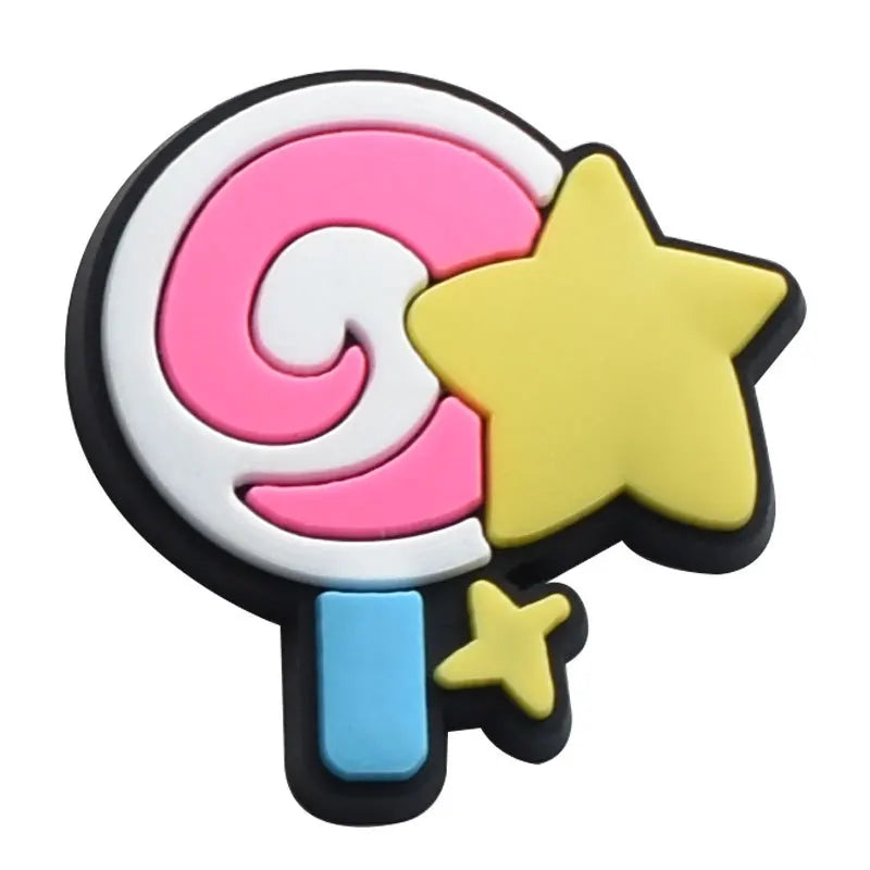 New 1Pcs Pink Cartnoon Candy Gife Shoes Charms for Crocs DIY  Clogs Kids Pin Decoration Jeans Shoe Accessories X-mas Wholesale