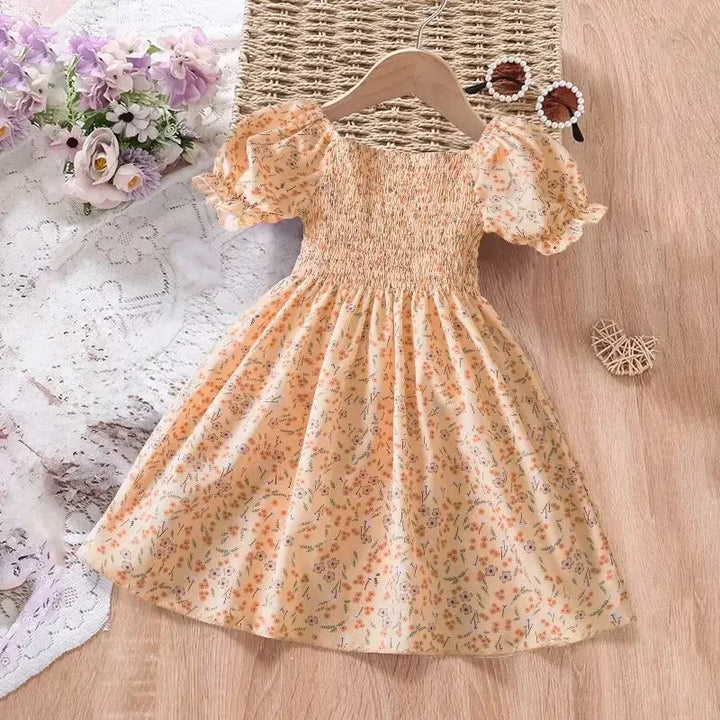 New Summer Girls' Sleeveless Dress Baby Print Flower Dress Elegant Kids Girls Holiday Casual Clothes Toddler Kids Party Dresses