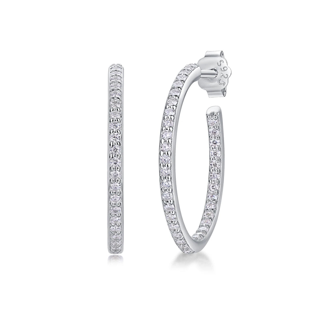 1pair Moissanite Earrings Hoop Style 925 Sterling Silver 18K Gold Plated Elegant Jewelry for Women Comes with GRA Certificate