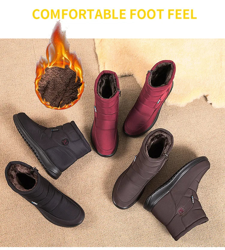 Plush Winter2022 New Thick  Keep Warm Boots for Women Non-slip Waterproof Snow Boots Woman Flat Heels Warm Cotton Padded Shoes