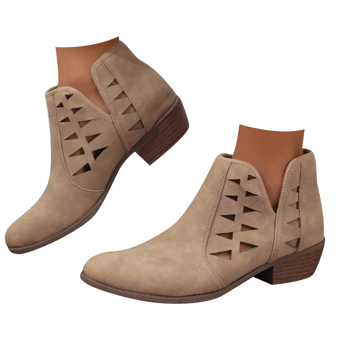 White Mesh Hollow Short Boots Breathable Pointed Toe Western Cowboy Boots Walking Ankle Boots Side Top Middle Tube Short Wear