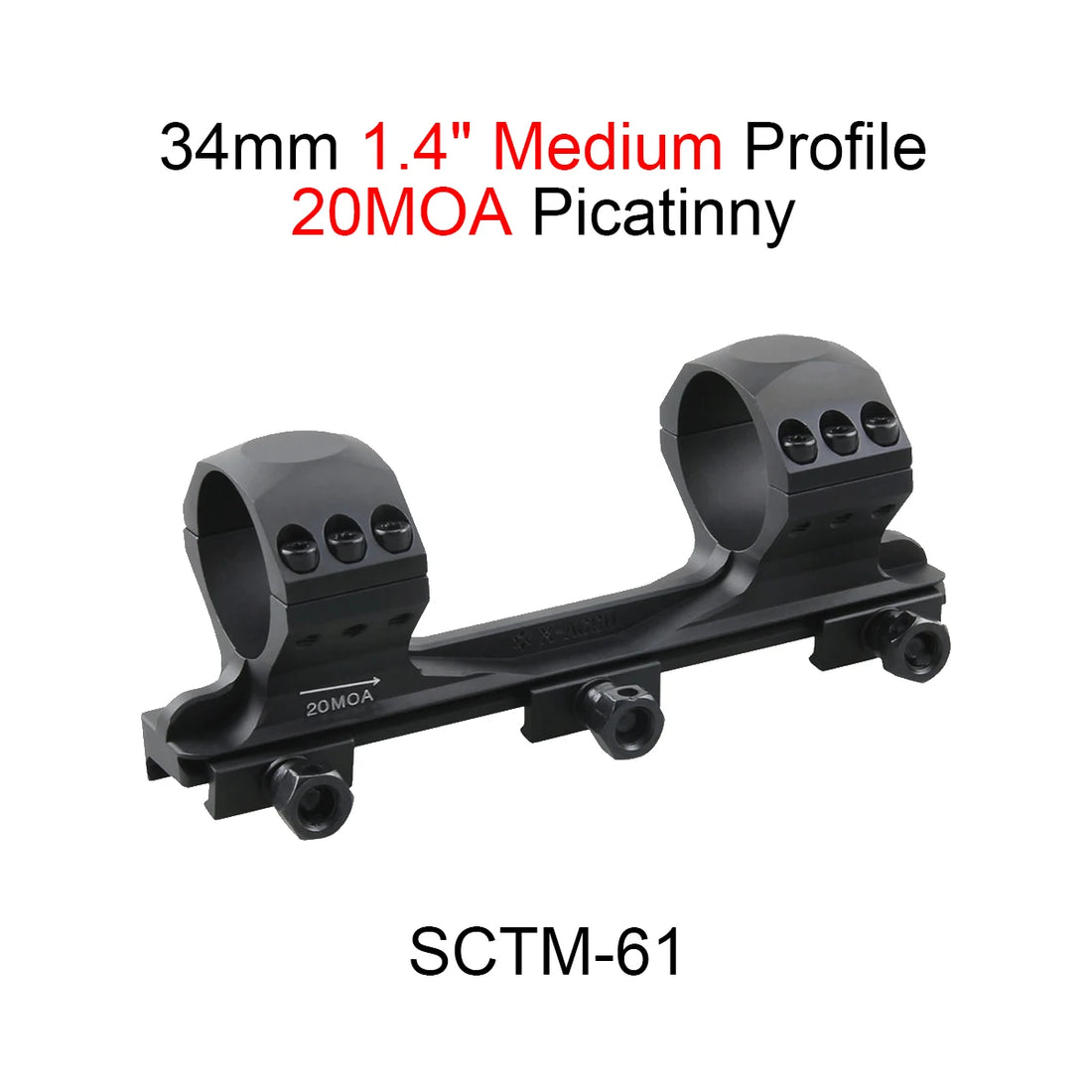 Vector Optics X-ACCU 30/34mm One Piece Dovetail & Picatinny Rings Mount 0/20 MOA Type With CNC Machined For 9mm/20mm Rail