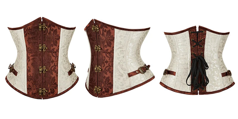 Steampunk Corset Dress Brown Pirate Costume Blouse Shoulder Off Underbust Corset Plus Size Cosplay Pirate Dresses for Women