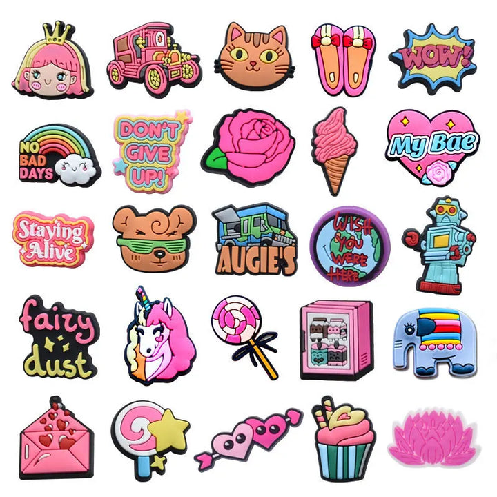 New 1Pcs Pink Cartnoon Candy Gife Shoes Charms for Crocs DIY  Clogs Kids Pin Decoration Jeans Shoe Accessories X-mas Wholesale