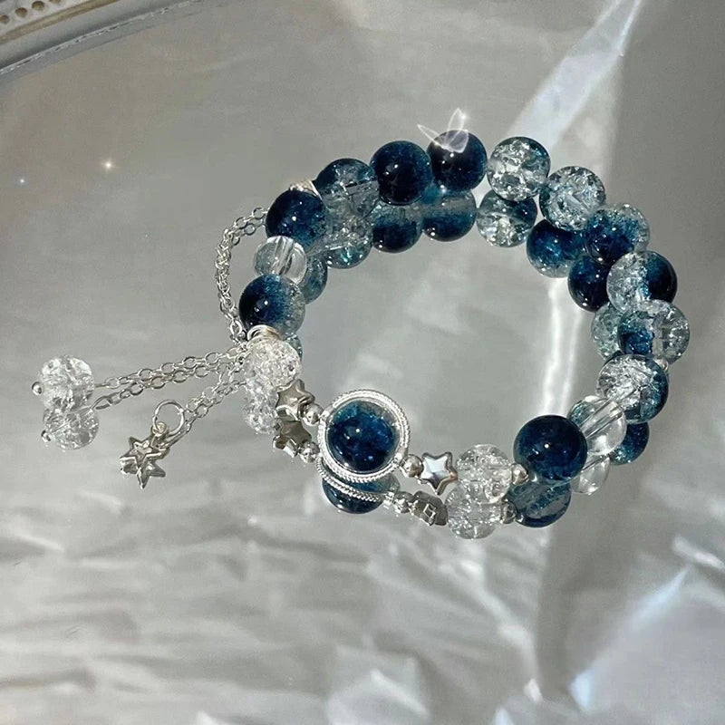 Star Pendant Tassels Bracelet Trend Sweet Crystal Beaded Bracelet For Women Girls Fashion Light Luxury Jewelry Gifts