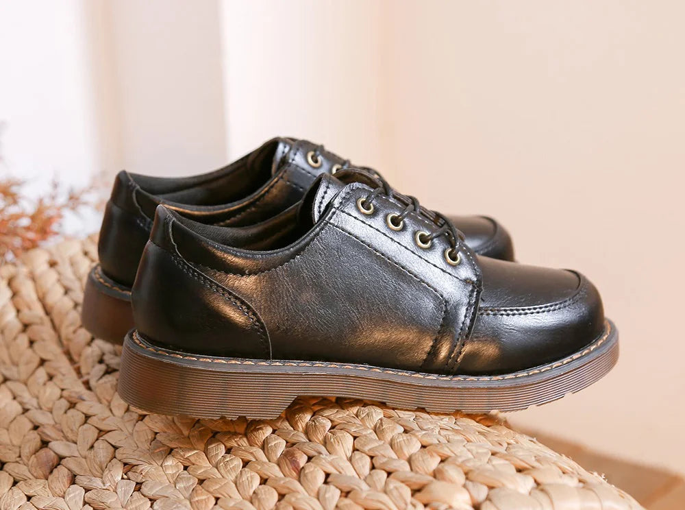 35-40 Women Oxfords Women's Shoes Ladies Leather Female Round Toe Sewing Retro Comfortable Footwear Lolita Shoe Brown